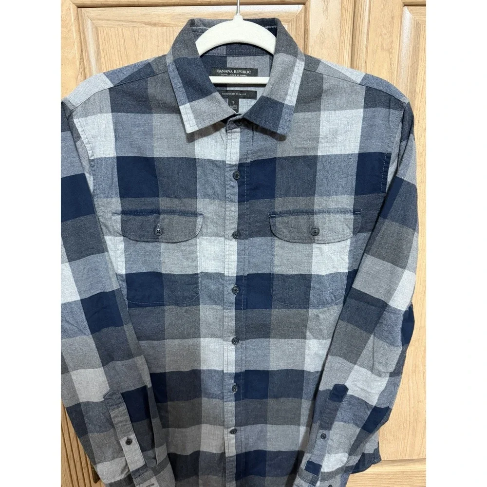 Banana Republic Ultra Soft Flannel Shirt S Untucked Slim Button Down Long Sleeve